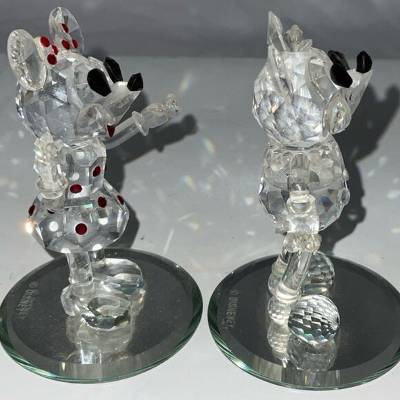 RARE CRYSTAL WORLD MICKEY MINNIE MOUSE GLASS FIGURINES WALT DISNEY WORLD - Picture 2 of 4